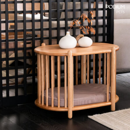 ที่นอนสัตว์เลี้ยง PODIUM PETS รุ่น LOCA OVAL POD ขนาด 65X45X47 ซม. สีไม้ธรรมชาติ_5